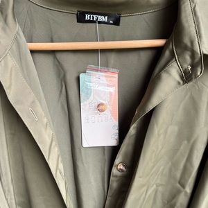 Army Green Rouched Dress